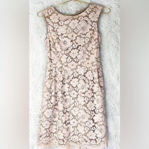 Vince Camuto Cream Lace Fit and Flare Sleeveless Dress & INC Peplum Skirt 6